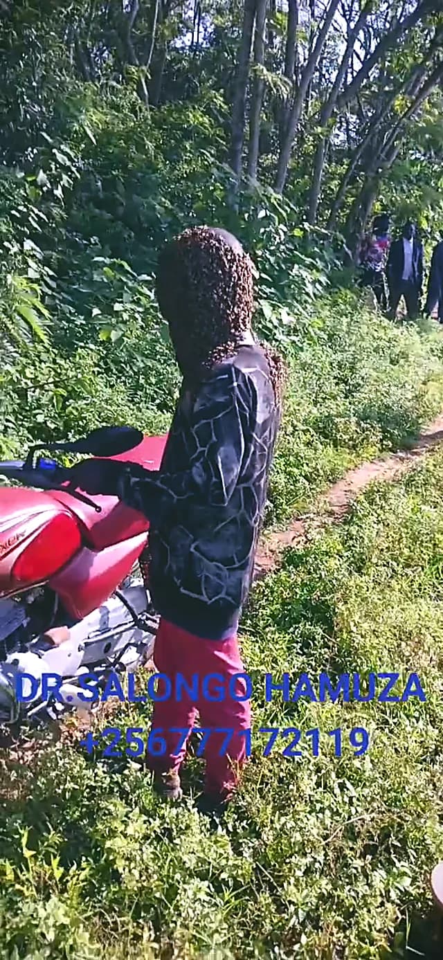 A traditional ceremony taking place beside a motorcycle in a green garden